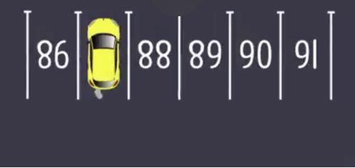 Parking spot numbers 86, ?? 87, 88, 89, 90, 91