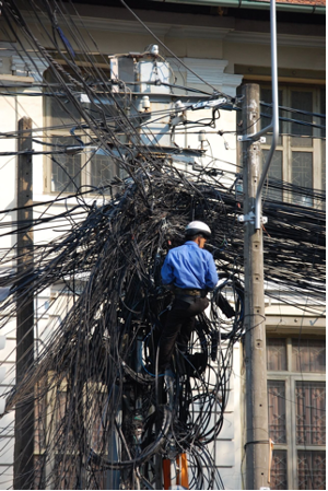 A tangled mess of cables